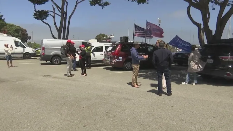 SF Trump rally grows to a few hundred after low turnout earlier in day